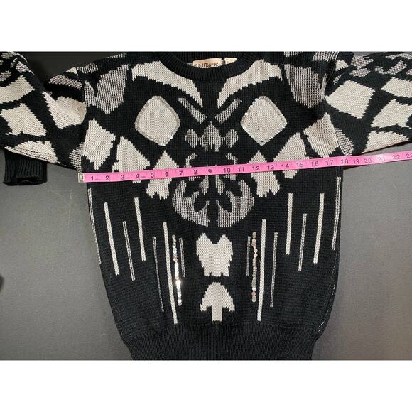 Adell Barre Womens Small Sweater black silver Shoulder pads retro 90s vintage - Picture 6 of 9